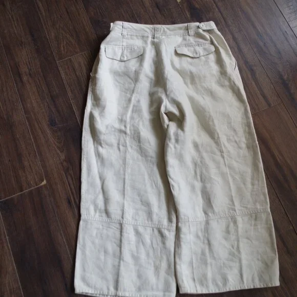 Linen Wide Leg Khaki Ladies Pants - Picture 1 of 9